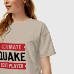 Женская футболка хлопок Oversize Quake: таблички Ultimate и Best Player - фото 2