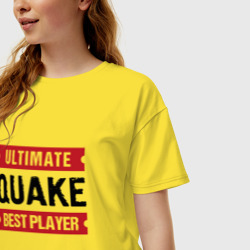 Женская футболка хлопок Oversize Quake: таблички Ultimate и Best Player - фото 2