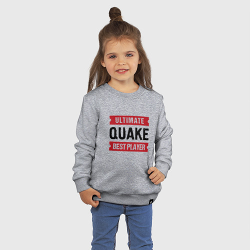Детский свитшот хлопок Quake: таблички Ultimate и Best Player, цвет меланж - фото 3