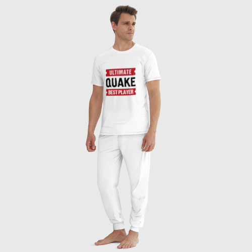 Мужская пижама хлопок с принтом Quake: таблички Ultimate и Best Player, вид сбоку #3