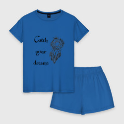 Catch your dreams – Женская пижама с шортиками хлопок с принтом купить со скидкой в -15%