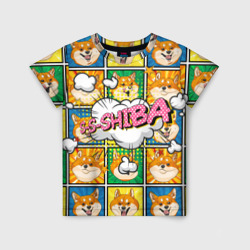 Детская футболка 3D Pop art shiba inu