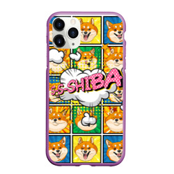 Чехол для iPhone 11 Pro Max матовый Pop art shiba inu