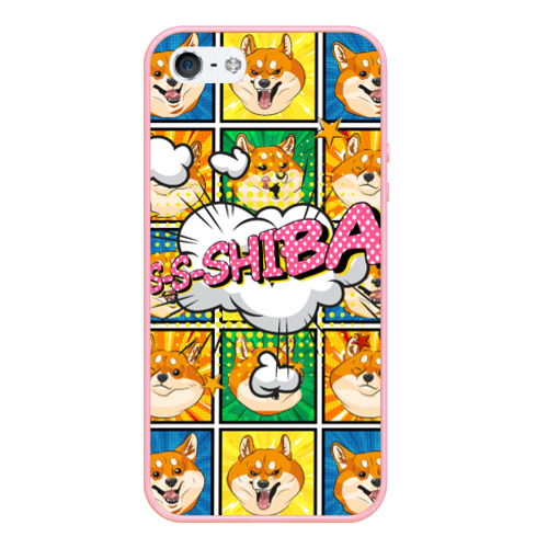 Чехол для iPhone 5/5S матовый Pop art shiba inu, цвет баблгам