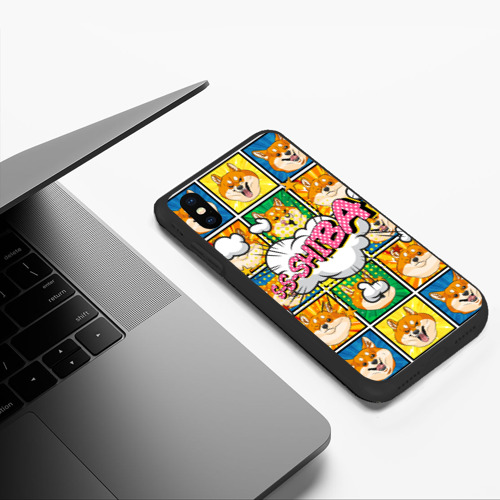 Чехол для iPhone XS Max матовый Pop art shiba inu, цвет черный - фото 5