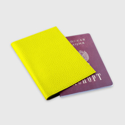 Обложка для паспорта матовая кожа Однотонный неоновый лимонный желтый тон - фото 2