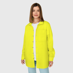 Женская рубашка oversize 3D Однотонный неоновый лимонный желтый тон - фото 2