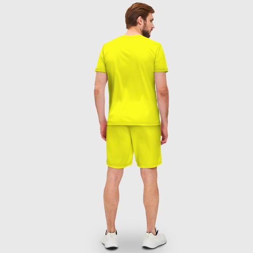 Мужской костюм с шортами 3D Однотонный неоновый лимонный желтый тон, цвет 3D печать - фото 4