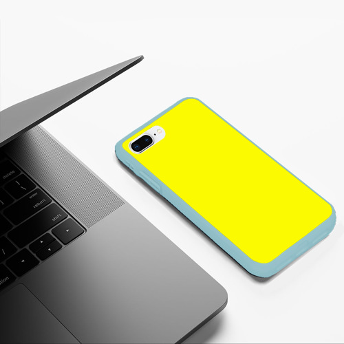 Чехол для iPhone 7Plus/8 Plus матовый Однотонный неоновый лимонный желтый тон, цвет мятный - фото 5