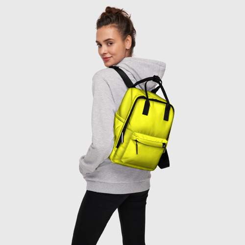 Женский рюкзак 3D с принтом Однотонный неоновый лимонный желтый тон, вид сбоку #3