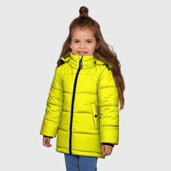 Зимняя куртка для девочек 3D Однотонный неоновый лимонный желтый тон - фото 2