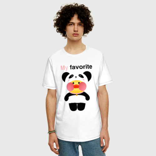 Мужская футболка хлопок Oversize с принтом LaLaFanFan/ Panda, фото на моделе #1