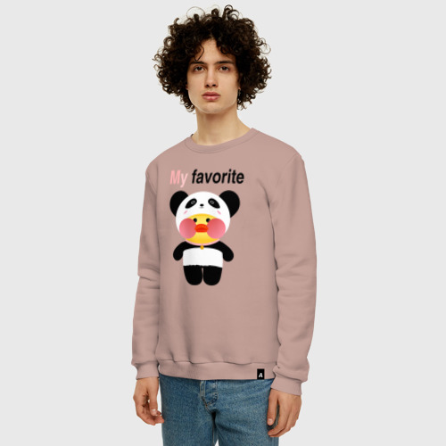 Мужской свитшот хлопок с принтом LaLaFanFan/ Panda, фото на моделе #1