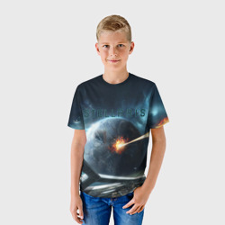 Детская футболка 3D Stellaris взрыв звезды лучом с космического корабля - фото 2