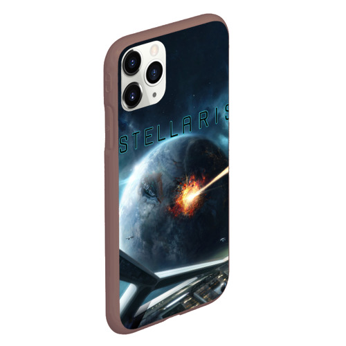 Чехол для iPhone 11 Pro матовый с принтом Stellaris взрыв звезды лучом с космического корабля, вид сбоку #3