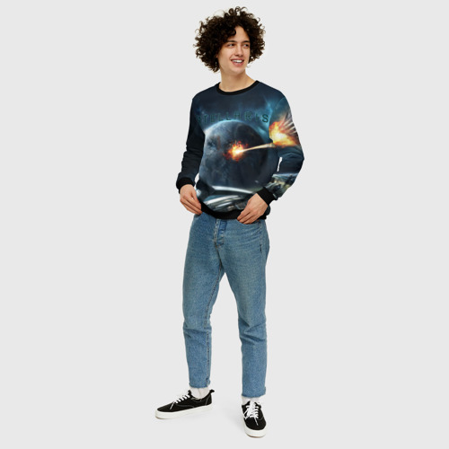 Мужской свитшот 3D Stellaris взрыв звезды лучом с космического корабля, цвет черный - фото 5