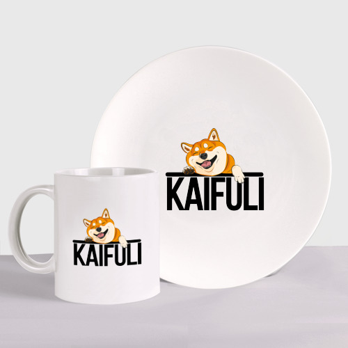 Набор: тарелка + кружка Kaifuli shiba inu