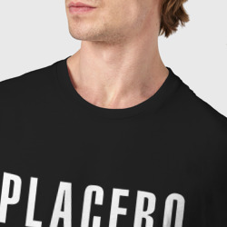 Футболка с принтом Placebo рок кот для мужчины, вид на модели спереди №4. Цвет основы: черный