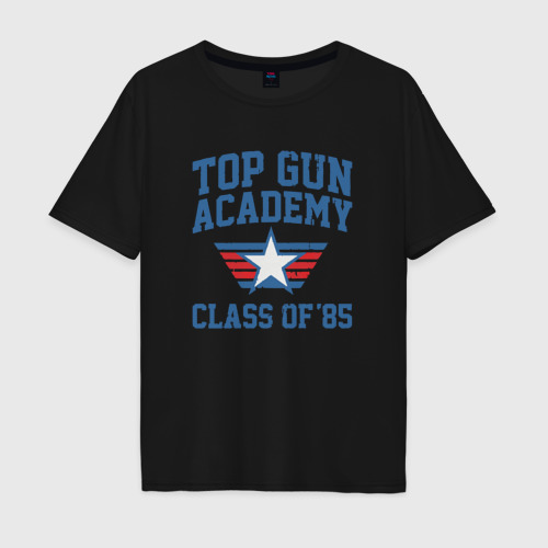 Мужская футболка хлопок Oversize TOP Gun Academy Class of 85, цвет черный