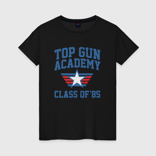 Женская футболка хлопок TOP Gun Academy Class of 85, цвет черный