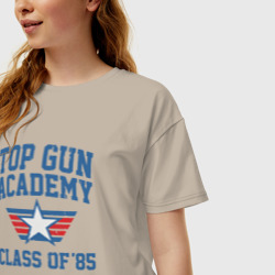 Женская футболка хлопок Oversize TOP Gun Academy Class of 85 - фото 2