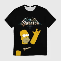 Мужская футболка 3D Sabaton Гомер Симпсон рокер