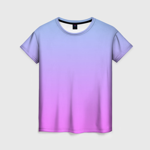 Женская футболка с принтом Голубо-розовый градиент, вид спереди №1