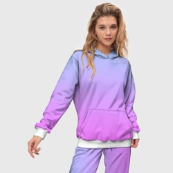 Женский костюм с толстовкой 3D Голубо-розовый градиент - фото 2