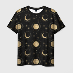 Мужская футболка 3D Солнце луна звезды ночное небо космос астрономия