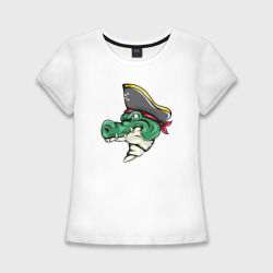 Женская футболка хлопок Slim Крокодил пират
