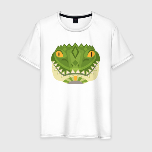 Мужская футболка из хлопка с принтом Крокодилус, вид спереди №1