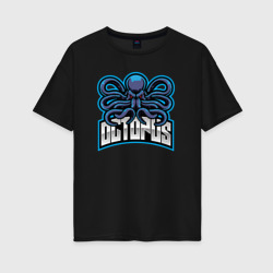 Женская футболка хлопок Oversize Blue octopus