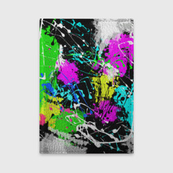 Обложка для автодокументов Разноцветные пятна краски на черном фоне