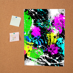 Постер Разноцветные пятна краски на черном фоне - фото 2
