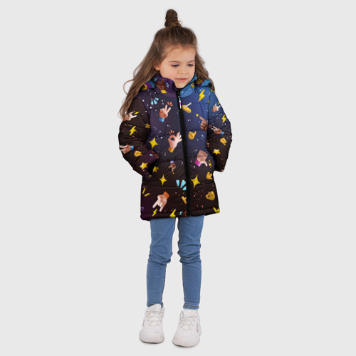 Зимняя куртка для девочек 3D Смайлики - Emoji Hands, цвет светло-серый - фото 5