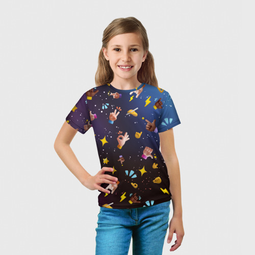 Детская футболка 3D Смайлики - Emoji Hands, цвет 3D печать - фото 5
