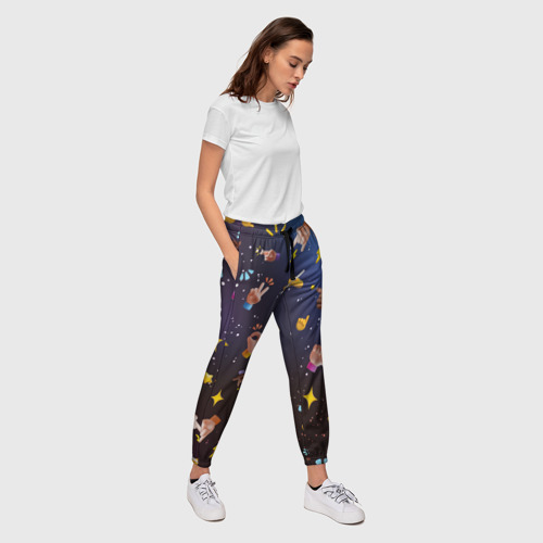 Женские брюки 3D с принтом Смайлики - Emoji Hands, вид сбоку #3