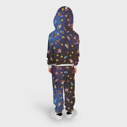 Детский костюм с толстовкой с принтом Смайлики - Emoji Hands, вид сзади #2