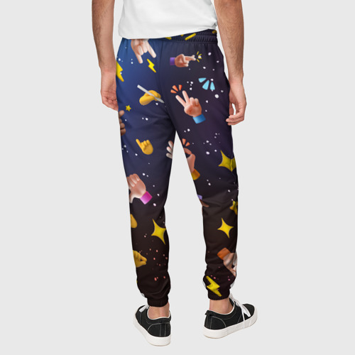 Мужские брюки 3D с принтом Смайлики - Emoji Hands, вид сзади #2