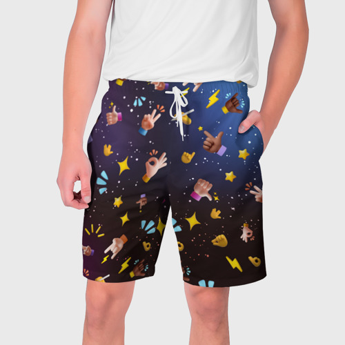 Мужские шорты 3D с принтом Смайлики - Emoji Hands, вид спереди #2