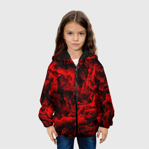Детская куртка 3D Красный дым Red Smoke Красные облака, цвет черный - фото 4