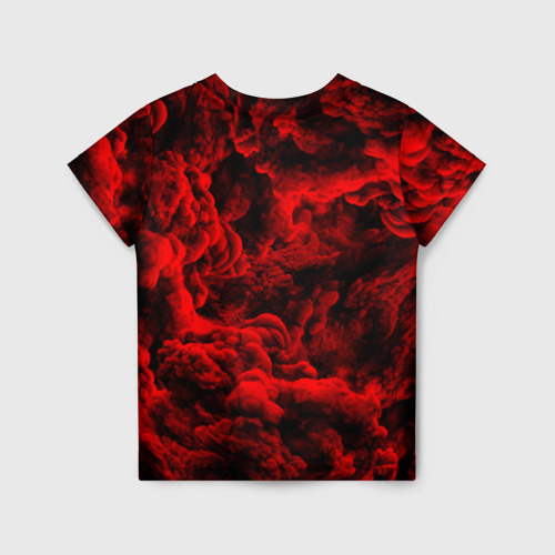 Детская футболка 3D с принтом Красный дым / Red Smoke / Красные облака, вид сзади #1