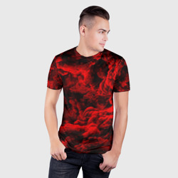 Мужская футболка 3D Slim Красный дым Red Smoke Красные облака - фото 2