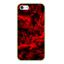 Чехол для iPhone 5/5S матовый Красный дым Red Smoke Красные облака