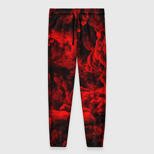 Женские брюки 3D с принтом Красный дым / Red Smoke / Красные облака, вид спереди #2