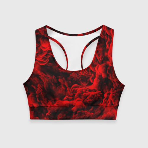 Женский спортивный топ 3D Красный дым Red Smoke Красные облака, цвет 3D печать