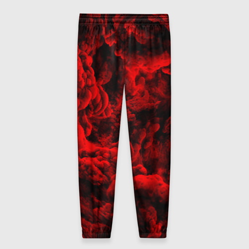 Женские брюки 3D с принтом Красный дым / Red Smoke / Красные облака, вид сзади #1