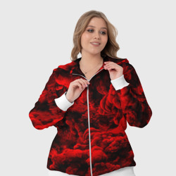 Костюм с принтом Красный дым Red Smoke Красные облака для женщины, вид на модели спереди №4. Цвет основы: белый