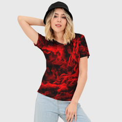 Женская футболка 3D Slim Красный дым Red Smoke Красные облака - фото 2