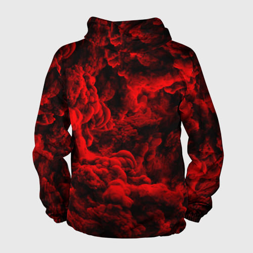 Мужская ветровка 3D с принтом Красный дым / Red Smoke / Красные облака, вид сзади #1